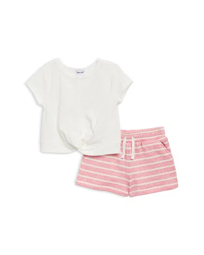 Splendid Girls' Broadwalk Tee & Striped Shorts Set - Little Kid In Shell Stripe