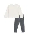 Splendid Girls' Chevron Textured Top & Leggings Set - Little Kid In Vanilla
