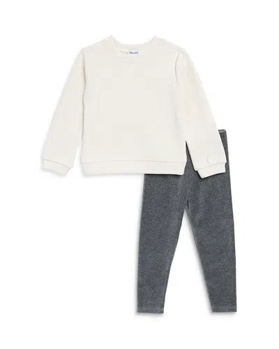 Splendid Girls' Chevron Textured Top & Leggings Set - Little Kid In Vanilla