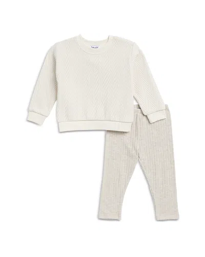 Splendid Girls' Chevron Textured Velour Top And Pants Set - Baby In Snow