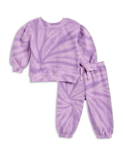 Splendid Girls' Clematis Tie Dyed Long Sleeve Top & Pants Set - Baby In Purple