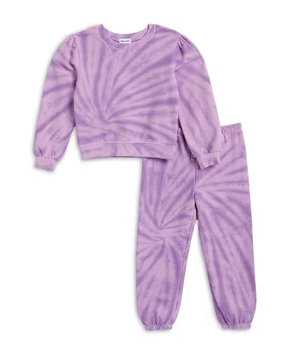 Splendid Girls' Clematis Tie Dyed Long Sleeved Sweatshirt & Pants Set - Little Kid In Purple