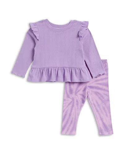 Splendid Babies' Girls' Clematis Top & Tie Dyed Leggings Set - Little Kid In Purple