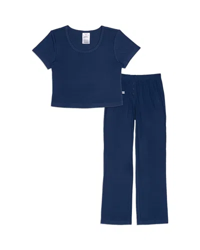Splendid Girls' Heart Pointelle Tee & Pants Pajamas Set - Big Kid In Blue