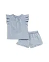 Splendid Girls' Indigo Top & Shorts Set - Little Kid In Gray