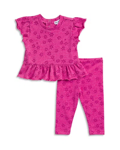 Splendid Girls' Painterly Floral Short Sleeved Top & Pants Set - Baby In Bliss