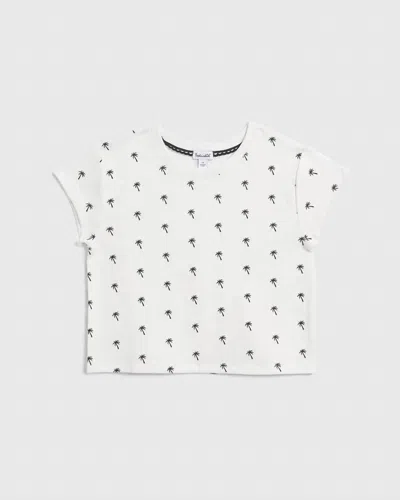 Splendid Kids' Girls Pretty Tree Short Sleeve Tee In Black Palm Print In White