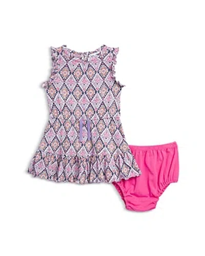 Splendid Girls' Resort Ruffled Dress & Bloomers Set - Baby In Lilac Multi