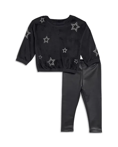 Splendid Girls' Silver Star Shirt And Leggings Set - Baby In Black