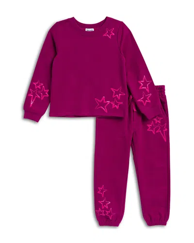 Splendid Girls' Star Gazing Pullover Sweatshirt & Sweatpants Set - Little Kid In Purple