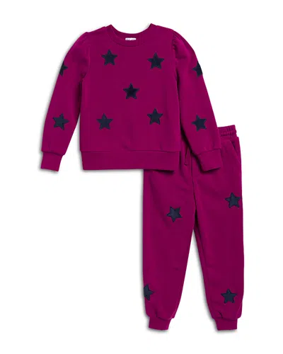 Splendid Girls' Starlight Sweatshirt & Jogger Pants Set - Little Kid In Burgundy
