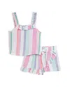 Splendid Girls' Striped Cotton Candy Tank & Skorts Set - Little Kid, Big Kid In Painterly