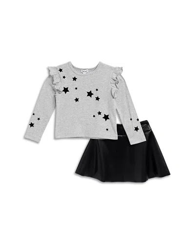 Splendid Girls' Velvet Stars Skirt Set - Little Kid In Heather Gray