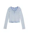 Splendid Girls' Vintage Long Sleeve Henley Shirt - Big Kid In Blue