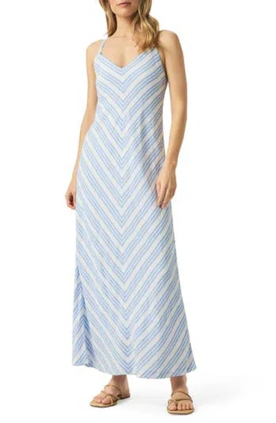 Splendid Gisele Midi Sundress In Steel Blue/wht