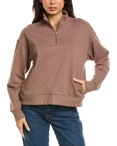 Splendid Goldie Mock Neck 1/4-zip Sweater In Brown