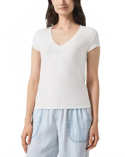 SPLENDID HAILEY RIB SHORT SLEEVE V-NECK TEE IN WHITE