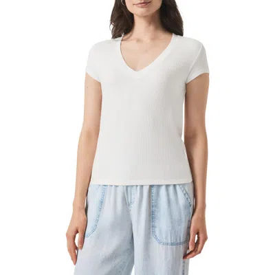 Splendid Hailey Rib V-neck Top In White