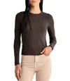 Splendid Hailey Lettuce Edge Rib Long Sleeve Top In Gold
