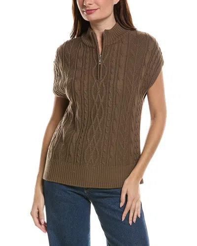 Splendid Half Zip Cable Sweater In Brown