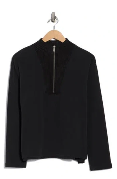 Splendid Half Zip Sweater In Black