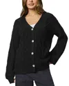 Splendid Harlow Hearts Rhinestone Cable Stitch Cardigan In Black