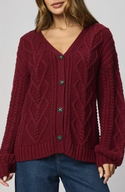 Splendid Harlow Hearts Rhinestone Cable Stitch Cardigan In Multi