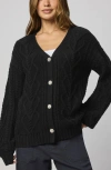 Splendid Harlow Hearts Rhinestone Cable Stitch Cardigan In Black