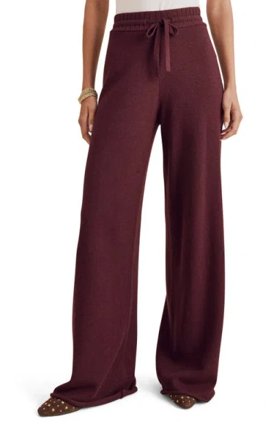 Splendid Haven Tie Waist Sweater Pants In Burgundy