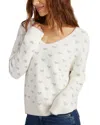 Splendid Hazel Metallic Hearts Sweater In Ice