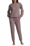 Splendid Heart Stitched Pullover & Jogger Pajamas In Pink