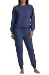 Splendid Heart Stitched Pullover & Jogger Pajamas In Blue
