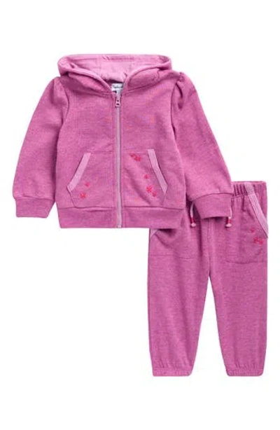 Splendid Babies'  Heart Zip-up Hoodie & Joggers In Pink