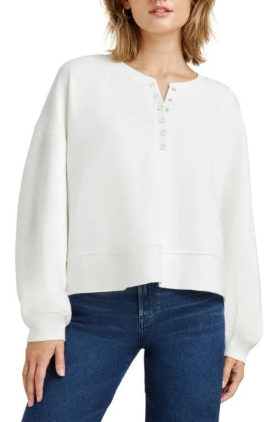 Splendid Henley Balloon Sleeve Sweatshirt In White