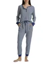 Splendid Henley Top And Joggers Pajama Set In Blue