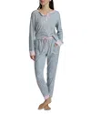 Splendid Henley Top And Joggers Pajama Set In Gray