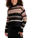 Splendid Henrietta Wool Fair Isle Sweater In Black Mix