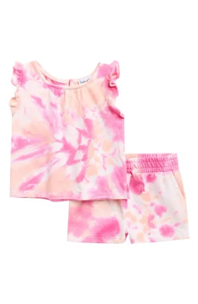 Splendid Babies'  Hibiscus Tie-dye Shirt & Shorts Set In Multi