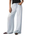 Splendid Elastic Waist Wide Leg Denim Pants In Bleached Indigo