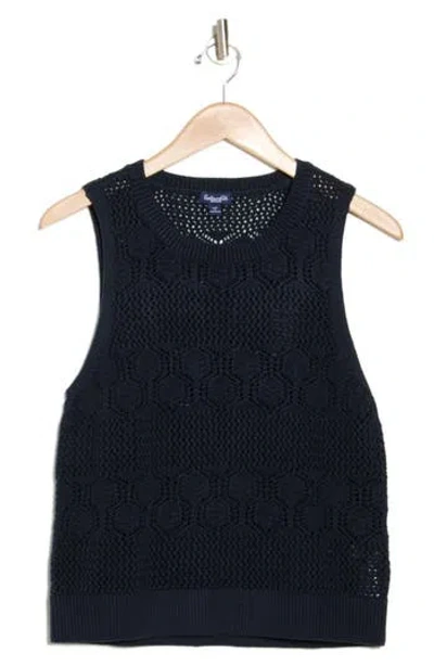 Splendid Honore Cotton Crochet Tank In Navy