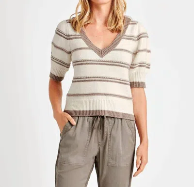 Splendid Hope V-neck Sweater In Tawny Heather Stripe