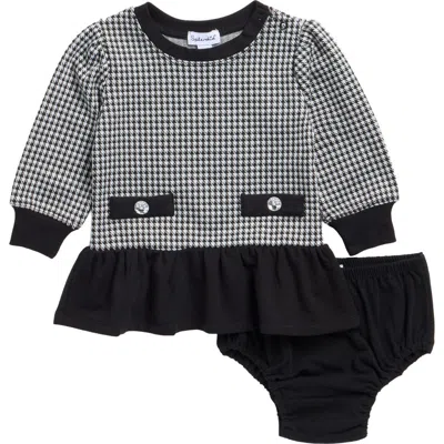 Splendid Babies'  Houndstooth Dress & Bloomers Set In Black