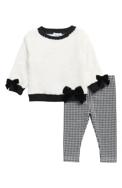 Splendid Babies'  Houndstooth Fleece Top & Leggings Set In White