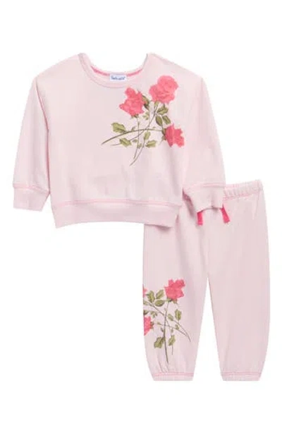 Splendid Babies'  In Full Bloom Sweater & Joggers Set In Pink