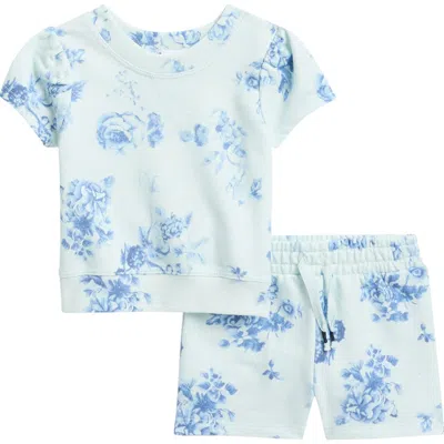 Splendid Babies'  Indigo Bloom Shirt & Shorts Set In Indigo Blooms