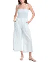 Splendid Smock Bodice Wide Leg Cotton Blend Jumpsuit In Blue