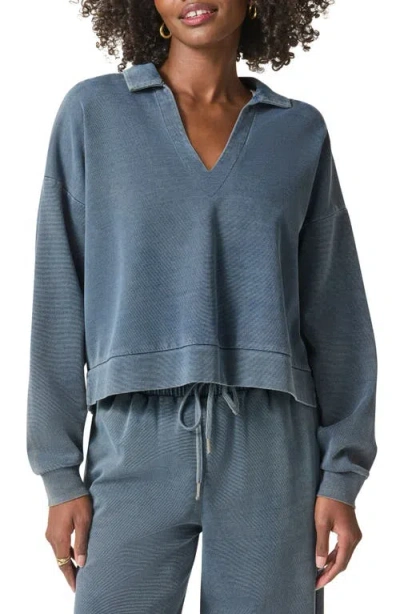 Splendid Indigo Polo Cotton Blend Sweatshirt