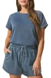 Splendid Indigo Short Sleeve Sweatshirt In Indigo