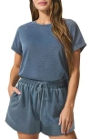 Splendid Indigo Short Sleeve Sweatshirt In Blue