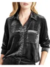 Splendid Irene Stretch Velvet Button-up Shirt In Multi